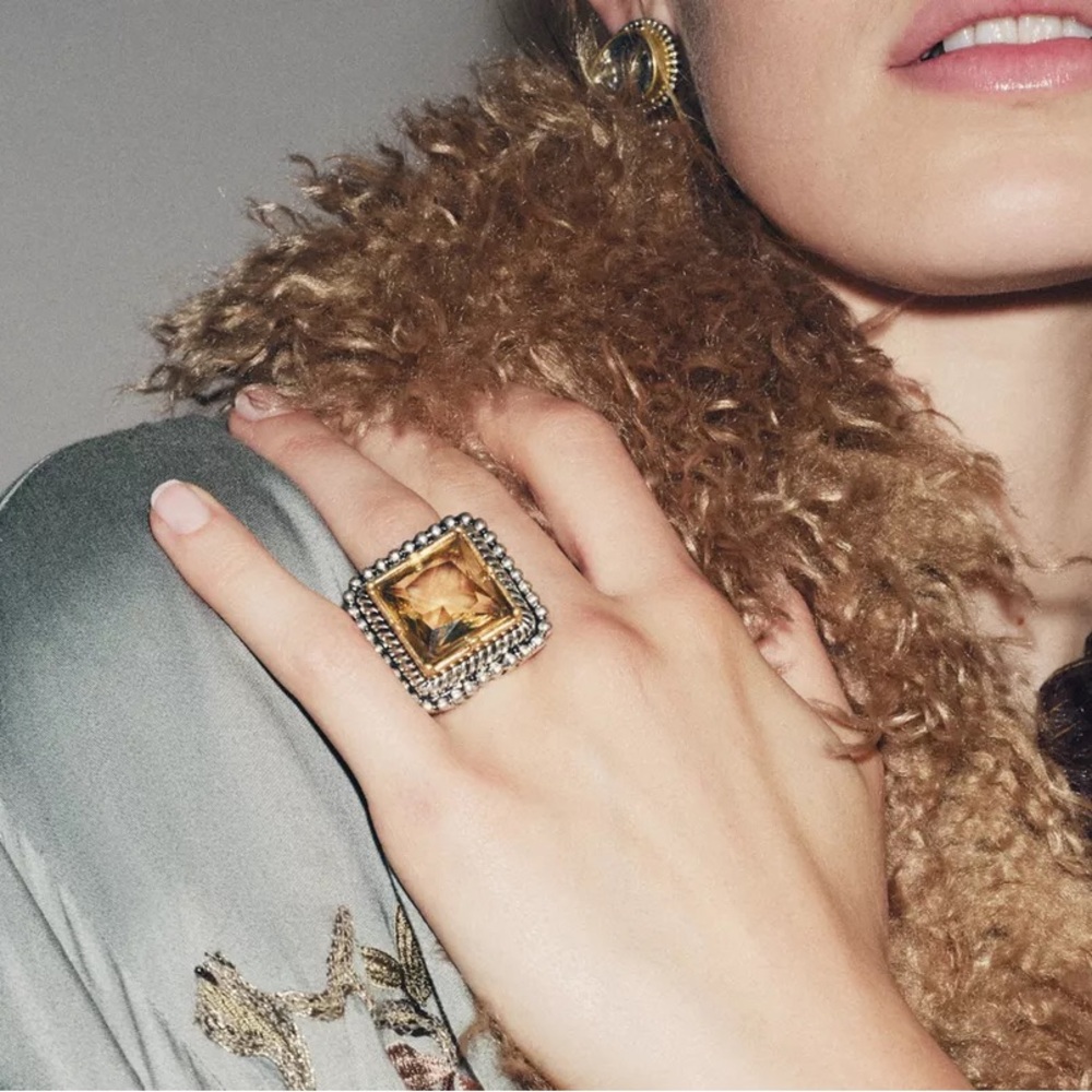 ZARA MAXI SQUARE COMBINED JEWEL COCKTAIL RING NWT